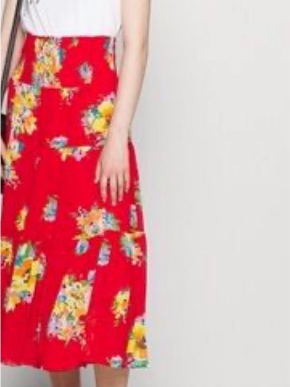 Ralph Lauren Red Floral Tiered Maxi Skirt with Smocked Waistband - Picture 6 of 6